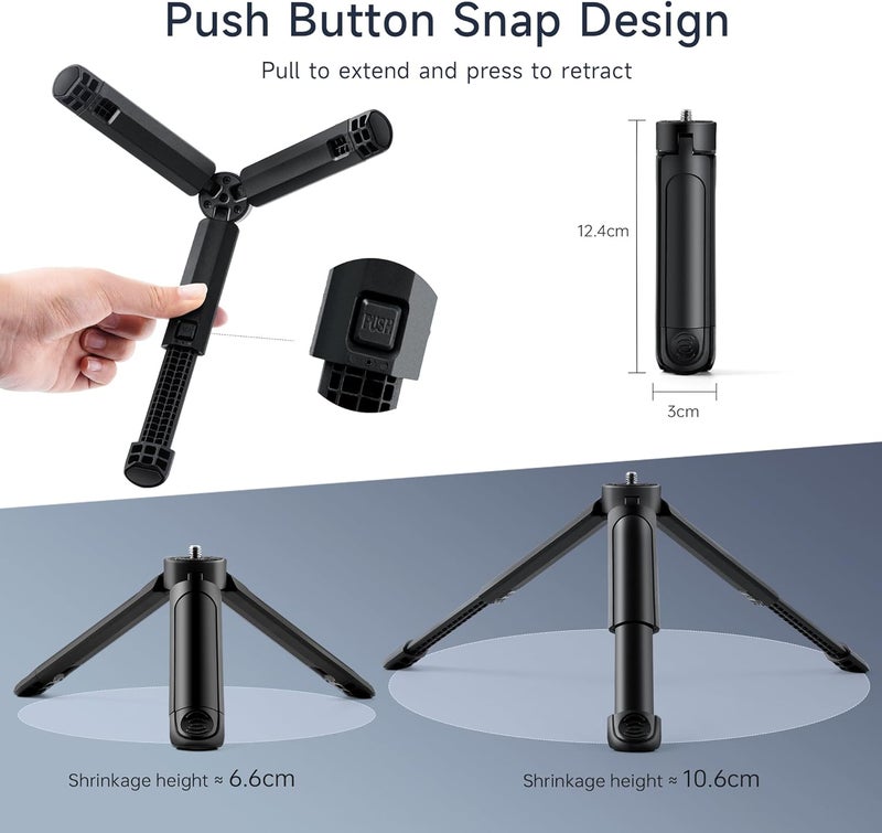 weeylite 1/4 Mini Tripod, C01 Pro Tabletop Desktop Stand Compact Tripod with 1/4" Screw for K21 Stick Light, Retro 12X Photo Light,Camera,Smooth 4,Osmo Mobile,Vimble 2,Gimbal Handle Grip Stabilizer - Image 3